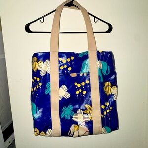 Fossil Waxed Canvas Floral and Elephant Print Tote Bag